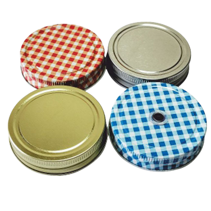 70mm mason jar cap with hole and liner for straw 70mm mson jar screw cap